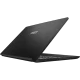 MSI Modern 15 B12MO-624XTR siyah iş ve ofis laptopu, açık kapağı ve bağlantı portları görünüyor