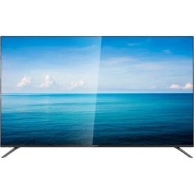 Sunny SN65LEDH6886 Ultra HD 4K TV, siyah çerçeveli televizyon ve deniz manzarası ekranı