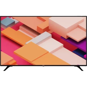 Vestel 75UA9530 Ultra HD 4K TV, renkli geometrik görüntü sunan siyah LED televizyon