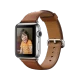 Apple Watch Series 2 42 mm gümüş paslanmaz çelik kasa ve kahverengi klasik tokalı kayış akıllı saat