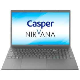 Casper Nirvana C370.4020-4C00B gri iş ve ofis laptopu açık ekran ve klavye ile önden görünüm