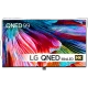 LG 86QNED996PB Ultra HD 8K QNED televizyon; renkli ekran görüntüsüyle önden vitrin görünümü