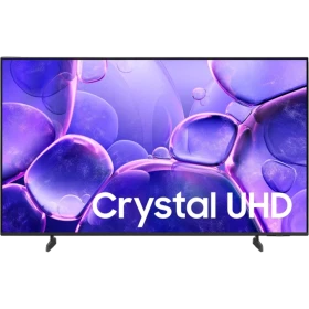 Samsung 55U8200F Ultra HD 4K LED TV ekranda Crystal UHD yazısı ve mor renkli arka plan görünümü