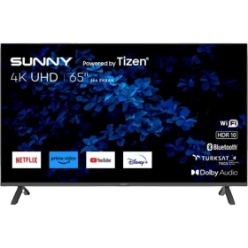 Sunny SN65FMN510 Ultra HD 4K TV, 65 inç ekranlı televizyonun önden görünümü