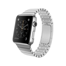Apple Watch 42 mm gümüş paslanmaz çelik kasa ve baklalı bilezikli akıllı saat, siyah kadran