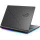 Asus ROG Strix G18 G815JMR-S9035 siyah oyuncu laptop kapağında ROG logosu ve RGB aydınlatma detayı