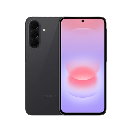 Samsung Galaxy A37 5G antrasit akıllı telefon, ön ekran ve üçlü arka kamera tasarımıyla