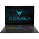Casper Excalibur G915.240H-DF60R-C siyah oyuncu laptop, RGB aydınlatmalı klavye ve Excalibur logosu ekranı görünüyor