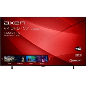 Axen AX55FIL403 Ultra HD 4K Smart LED televizyon, 55 inç ekran ve siyah çerçeve