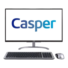 Casper Nirvana One A45.4005-4D00X masaüstü bilgisayar, siyah monitör, klavye ve mouse ile birlikte
