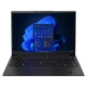 Lenovo ThinkPad X1 Carbon 10 21CB001GTX siyah ultrabook, açık ekranlı önden görünüm laptop