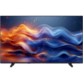 Vestel 50UV9750 Ultra HD 4K LED televizyon, renkli dalga desenli ekranı ve siyah çerçevesiyle