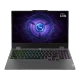 Lenovo LOQ 15IAX9I 83FQ000VTR13 gri oyuncu laptop, açık kapak ve RGB aydınlatmalı klavye ile önden görünüm