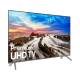 Samsung 65MU8000 Ultra HD 4K LED TV; gün batımı manzaralı ekran ve ayaklı tasarım, genel renk.