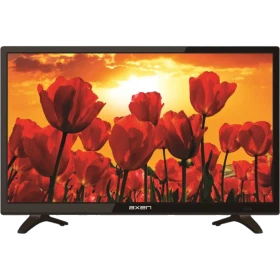 Axen 22 inç Full HD LED televizyon, siyah çerçeveli ekranında kırmızı laleler gösteriyor