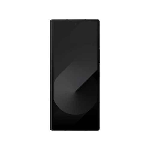 Samsung Galaxy Z Fold6 siyah akıllı telefon, ön ekrandan görünüm, ince çerçeveli katlanabilir tasarım