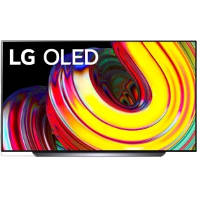 LG OLED65CS6LA Ultra HD 4K OLED televizyon, canlı renkli soyut ekran tasarımıyla vitrinde sergileniyor
