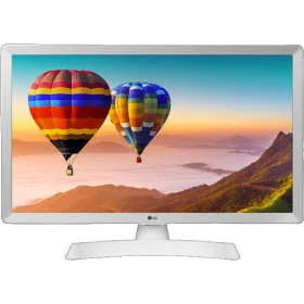 LG 24TN510S-PZ HD Ready LED TV, genel renkli tasarım; balonlu manzara ekranda görünüyor.