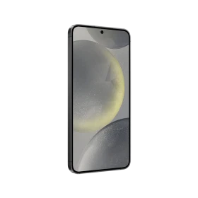 Samsung Galaxy S24 siyah akıllı telefon, önden görünümde ince çerçeveli ekran ve merkez kamera deliği