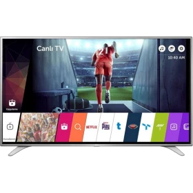 LG 55UH650V Ultra HD 4K LED TV ekranda Canlı TV ve uygulama menüsü, genel siyah renk.