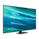Samsung 55Q80A QLED Ultra HD 4K TV ekranında canlı mavi renkler ve ince çerçeve görünüyor
