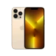 Apple iPhone 13 Pro Max altın akıllı telefon, ön ekran ve üçlü arka kamera tasarımıyla vitrin görünümü