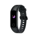 Honor Band 5i siyah akıllı bileklik, uyku simgeli ekranı ve ayarlanabilir kordonuyla önden görünüm