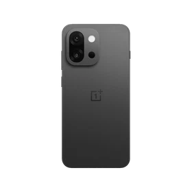 Gri OnePlus 13t akıllı telefonun arka yüzeyi, çift kamera modülü ve sade düz tasarımıyla görünümü