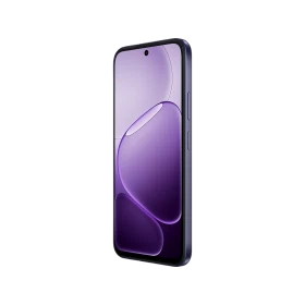 Mor Oppo A6T 5G akıllı telefon, ince çerçeveli ekran ve yan tuş detaylarıyla önden görünüm