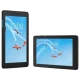 Lenovo TAB E7 siyah uygun fiyatlı tablet; uçaklı arayüz ekranda görünen ön panel tasarımı