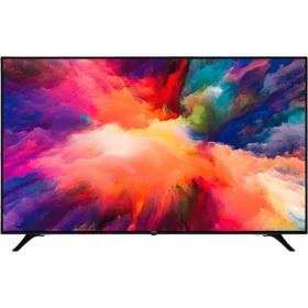 Vestel 75U9500 Ultra HD 4K LED televizyon, geniş ekranında renkli soyut görüntü gösteriyor