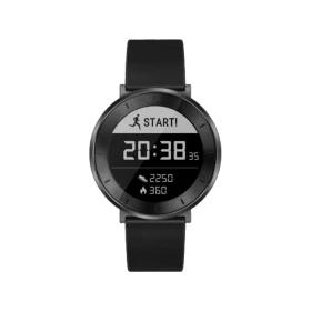 Huawei Fit siyah akıllı saat, yuvarlak ekranı ve siyah kayışıyla önden görünür.