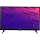 Vestel 32FA9510 Full HD LED televizyon, siyah çerçeveli ekranı ve ayaklarıyla mor geometrik içerik gösteriyor