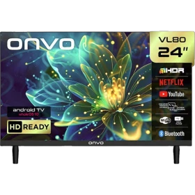 Onvo 24VL80F2HA HD Ready 24 inç siyah LED televizyon, Android TV ve Wi-Fi özellikli