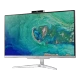 Acer Aspire C24-865 masaüstü bilgisayar, ince çerçeveli ekranı ve gümüş renkli standıyla önden görünür