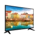 Vestel 43F8401 Full HD LED televizyon, renkli liman manzarası gösteren siyah ekranlı TV
