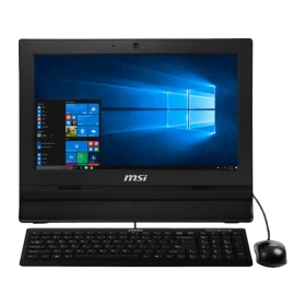 MSI PRO 16T 7M-039XTR masaüstü bilgisayar, siyah ekran, klavye ve fareyle birlikte