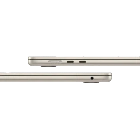 Altın renk Apple MacBook Air M4 15.3 inç laptop yan profil, MagSafe şarj, USB-C ve kulaklık girişi detaylı