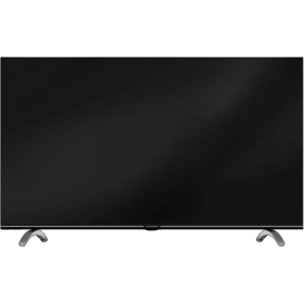 Grundig 43 GGF 6950 B Full HD FHD siyah LED televizyon, önden görünüm ve ayak tasarımı