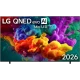 LG 100QNED87B6 Ultra HD 4K QNED televizyon; renkli çiçek arka planlı vitrin ekranı, genel renk.