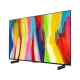 LG OLED42C24LA Ultra HD 4K televizyon; canlı renkli soyut ekran, ince çerçeve siyah tasarım