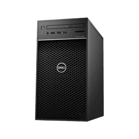 Dell Precision T3630 E-2146G masaüstü bilgisayarın siyah kasa ve ızgaralı ön panel görünümü