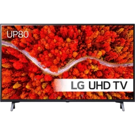 LG 43UP80006LA Ultra HD 4K LED TV, canlı renklerle manzara ekranı ve LG UHD TV yazısı