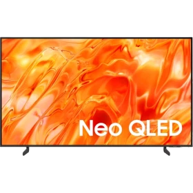 Samsung 75QN70H Ultra HD 4K TV, ince çerçeveli televizyon ve turuncu Neo QLED ekranı