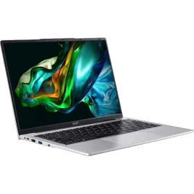 Acer Aspire Lite AL14-31P-39KN gümüş iş ve ofis laptopu, açık ekranlı ince tasarımıyla yandan görünüm