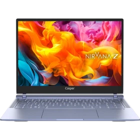 Casper Nirvana Z100.1335-BX00X-M-Q ultrabook laptop, açık mavi renkli, ekranında renkli arayüz görünüyor