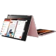 Lenovo Yoga A12 LTE Pembe tablet; 4 GB RAM, 64 GB depolama ve 3G bağlantı görünümü önden yan açıda.