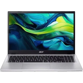 Acer Aspire Go 15 AG15-71P-75MM gümüş iş ve ofis laptopu, açık ekranlı ön görünüm