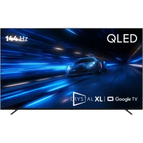 Beko B XL85 C Ultra HD 4K TV, siyah çerçeveli geniş ekranında hızlı otomobil görüntüsüyle gösteriliyor