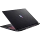 Acer Nitro 18 AI AN18-61-R4RM siyah oyuncu laptop, arkadan açılı görünüm ve aydınlatmalı klavye detaylı